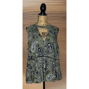 True Craft Boho Sleeveless size 2x Tunic Blouse Shirt Sleeveless Keyhole Paisley